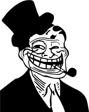 Trollface Meme Blackand White PNG Image