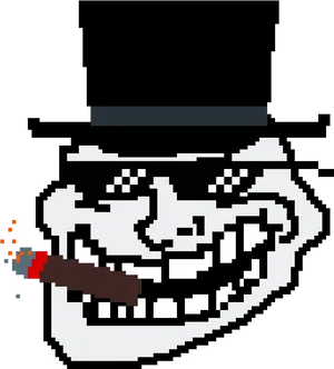 Trollface Smoking Pixel Art PNG Image