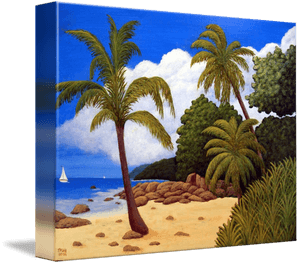 Tropical_ Beach_ Painting_ Canvas PNG image with transparent background