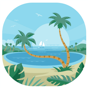 Dream Palms Vector Illustration Flat Tropical Beach - Vacation, HD Png Download PNG image with transparent background