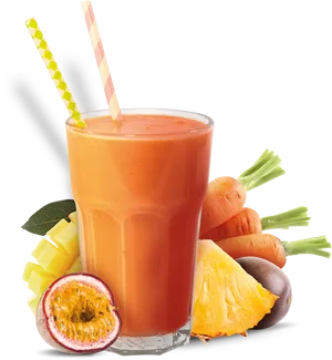 Tropical Carrot Smoothiewith Ingredients PNG Image