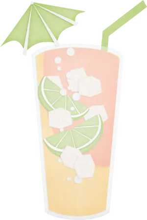 Tropical Citrus Cocktail Illustration PNG Image