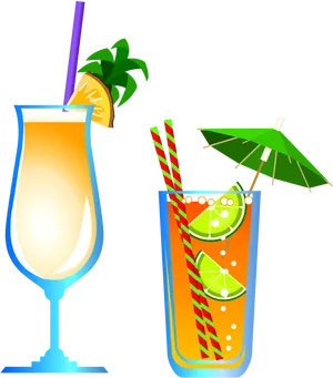 Tropical Cocktail Illustration PNG Image