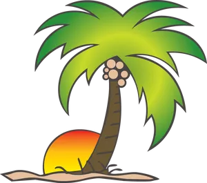 Tropical Coconut Tree Vector PNG Image