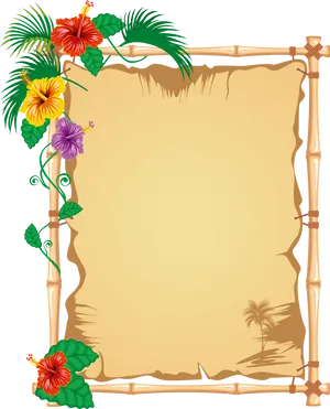 Tropical Floral Border Template PNG Image