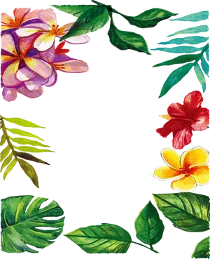 Tropical_ Floral_ Frame_ Border PNG Image