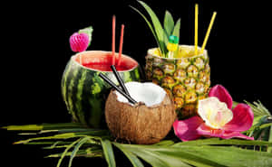 Tropical Fruit Drinks , Png Download - Tropical Drinks Coconut, Transparent Png PNG image with transparent background