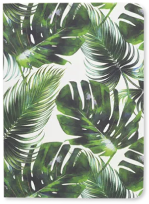 Tropical Green Leaves Pattern PNG Image