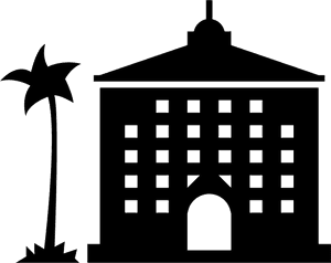 Tropical Hotel Silhouette PNG image with transparent background