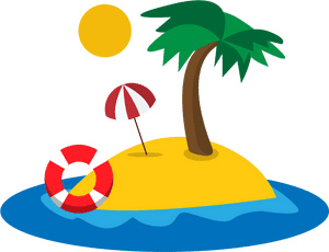 Tropical Island Cartoon Illustration PNG image with transparent background