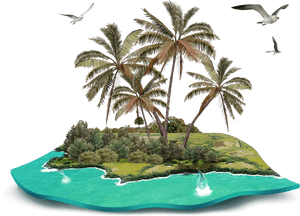 Tropical Island Oasis PNG image with transparent background