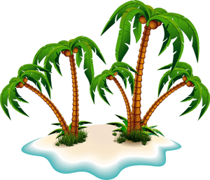 Tropical Island Palm Trees PNG image with transparent background