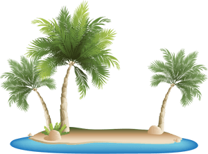 Tropical Island Palm Trees PNG with transparent background