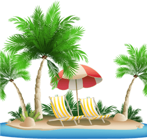 Tropical Island Relaxation Scene PNG image with transparent background
