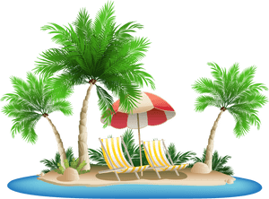 Tropical Island Relaxation Scene PNG image with transparent background