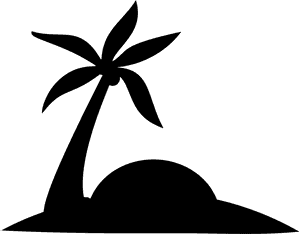 Tropical Island Silhouette PNG image with transparent background