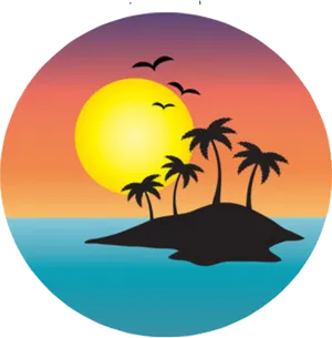 Tropical Island Sunrise PNG Image