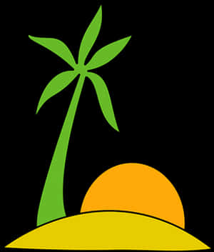 Tropical Island Sunset Vector PNG image with transparent background