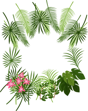 Tropical_ Leaf_ Frame_ Vector PNG Image