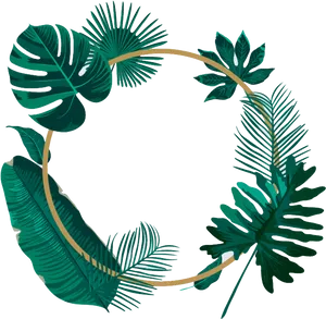 Tropical_ Leaves_ Circle_ Frame.png PNG Image