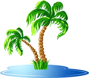 Tropical Oasis Palm Trees PNG Image