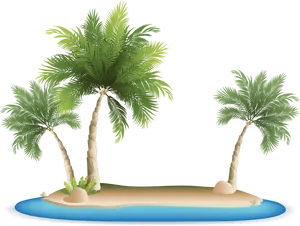 Tropical Palm Island Illustration PNG Image