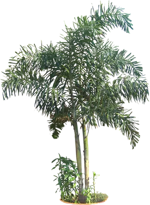 Tropical Potted Palm Tree PNG Image