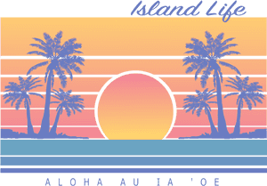 Tropical Sunset Island Life PNG image with transparent background