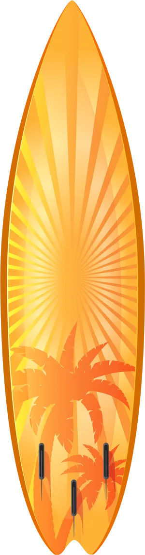 Tropical Sunset Surfboard Design PNG Image