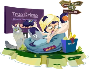 True Crime Streaming Illustration PNG Image