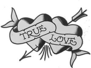 True Love Heart Tattoo Design PNG Image