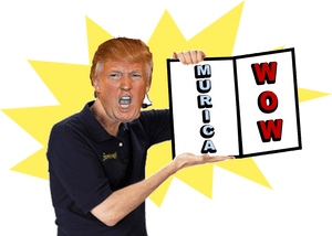 Trump Holding Wow Murica Book PNG image with transparent background
