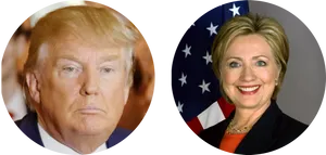 Trumpand Clinton Portraits PNG Image