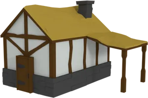 Tudor Style Cartoon House PNG Image