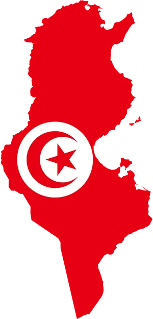 Tunisia Map Flag Overlay PNG Image