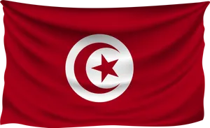 Tunisian National Flag Waving PNG Image