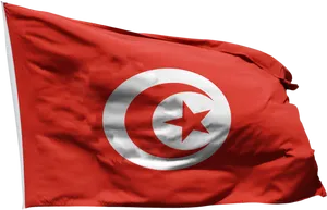 Tunisian National Flag Waving PNG Image