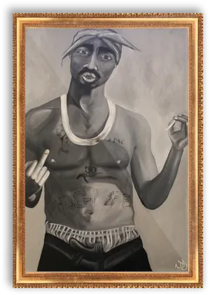 Tupac Shakur Thug Life Portrait PNG Image