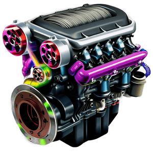 Turbocharged Car Engine Graphic PNG vhq3 PNG