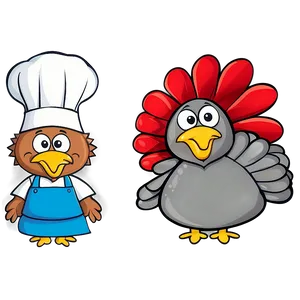 Turkey Cartoon In Chef Hat Png Hqf PNG Image