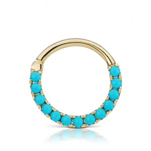 Turquoise Beaded Gold Septum Ring PNG Image