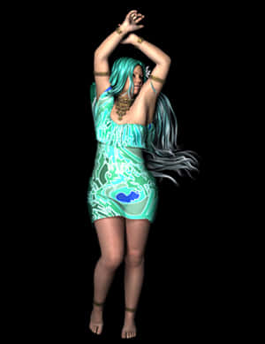 Turquoise Dress Dancer PNG image with transparent background