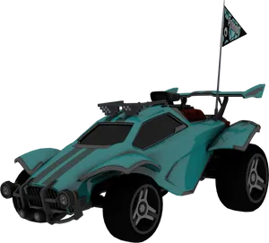 Turquoise Offroad Racing Car3 D Render PNG Image