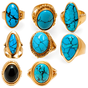 Turquoise Statement Rings PNG 06122024 PNG with transparent background