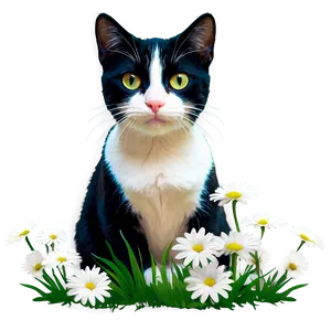 Tuxedo Cat With Flowers Png Efd76 PNG Image