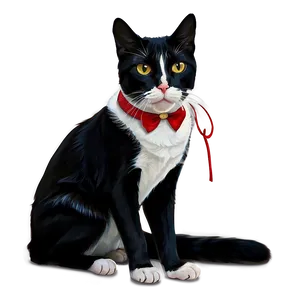 Tuxedo Cat With Red Collar Png Gnp PNG Image