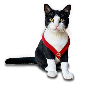 Tuxedo Cat With Red Collar Png Ldr PNG Image