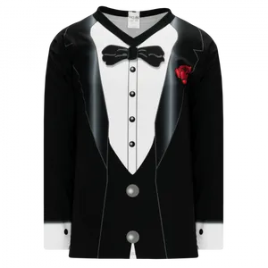 Tuxedo Print Shirtwith Red Rose PNG Image