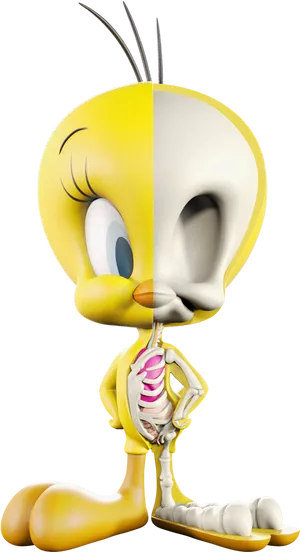 Tweety Half Skeleton Reveal PNG Image