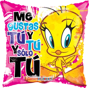 Tweety Love Pillow Spanish Phrase PNG Image